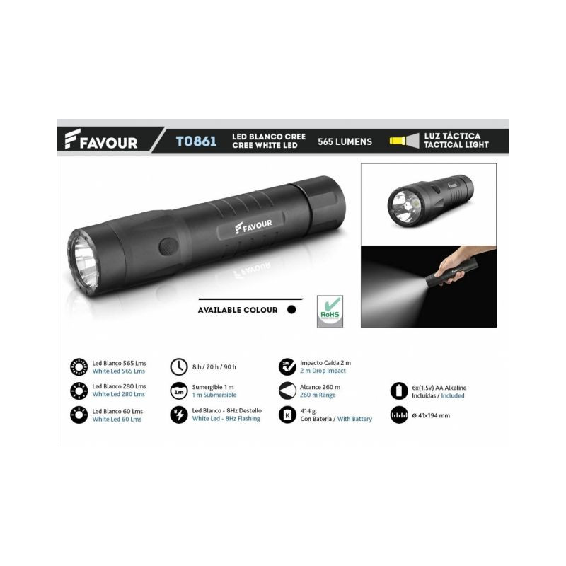 LED-Alaun-Taschenlampe. WASSER. Enthält 6 AAs