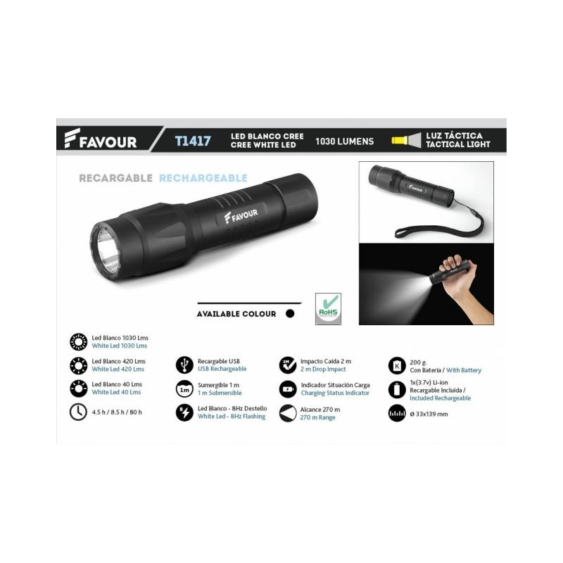 Tactical Light FAVOUR rechargeable 1030LM
