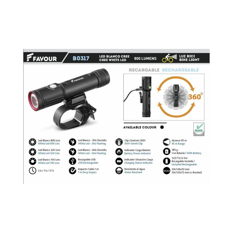 Alaun-Taschenlampe. NACHLADEN. 850LM. Schwarz