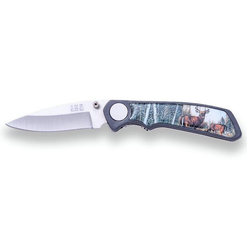6,5 CM BLADE LENGTH, FIBER HANDLE WITH DEERS MOTIVE, JKR POCKET KNIFE