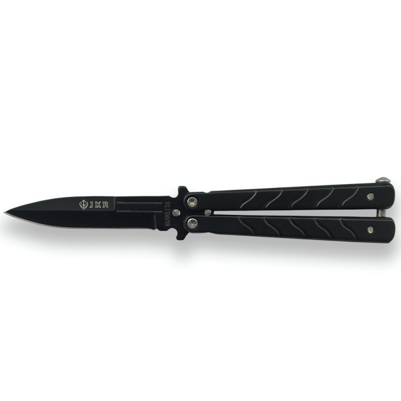 JKR BUTTERFLY-MESSER MIT ZAMAK-GRIFF UND 7,5 CM KLINGE.