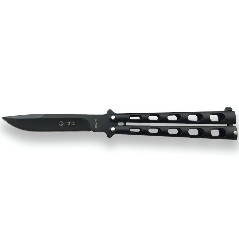 COLTELLO A FARFALLA JKR CON IMPUGNATURA IN ZAMA E LAMA DA 10,5 CM.