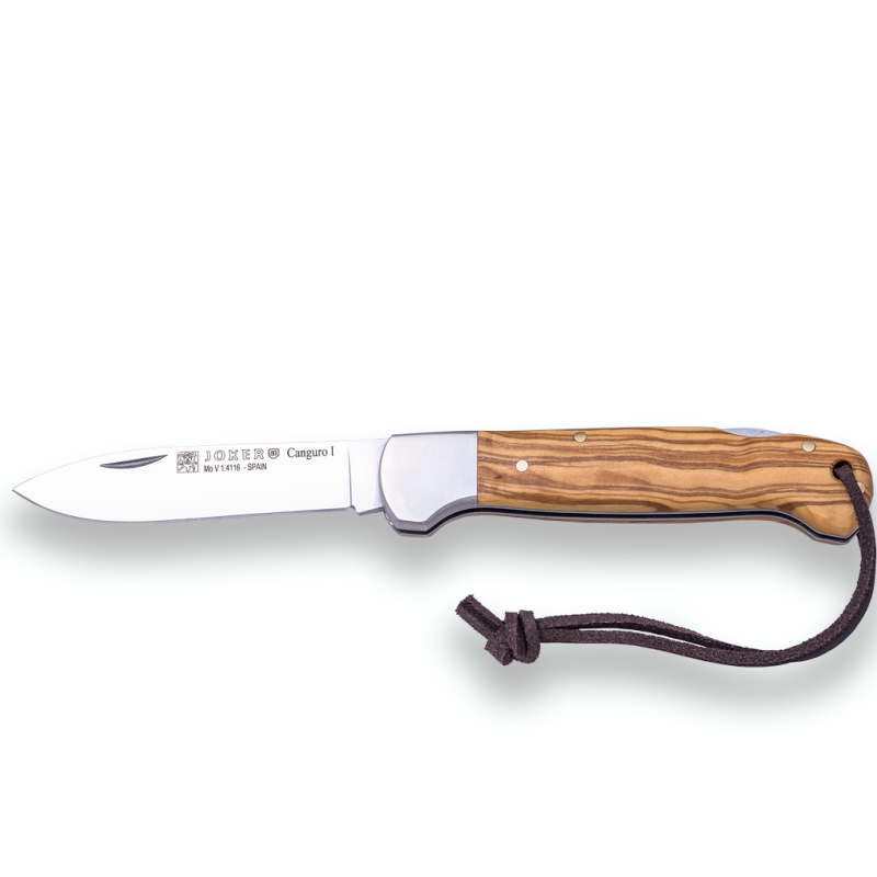 KANGAROO JOKER JAGDMESSER I KLINGE 8,5 CM MOVA STEEL mit Olivenholzschuppen, Edelstahlzwinge