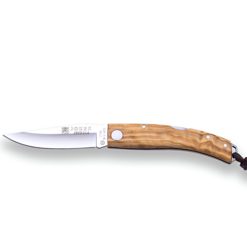 LOCK BACK SPORTING FOLDING KNIFE JOKER IBÉRICA, OLIVE WOOD SCALES, SSTEEL 14116, 7,5 CM BLADE LENGTH