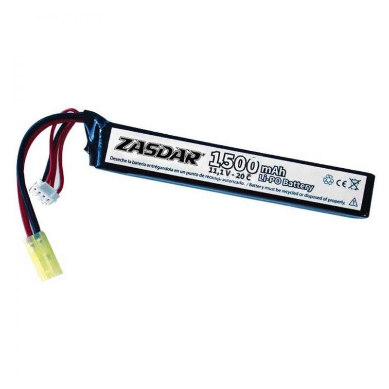 Li-Po battery ZASDAR 111 V 1500 mAh 20C - 1 stick (7 x 21 x 126 mm)
