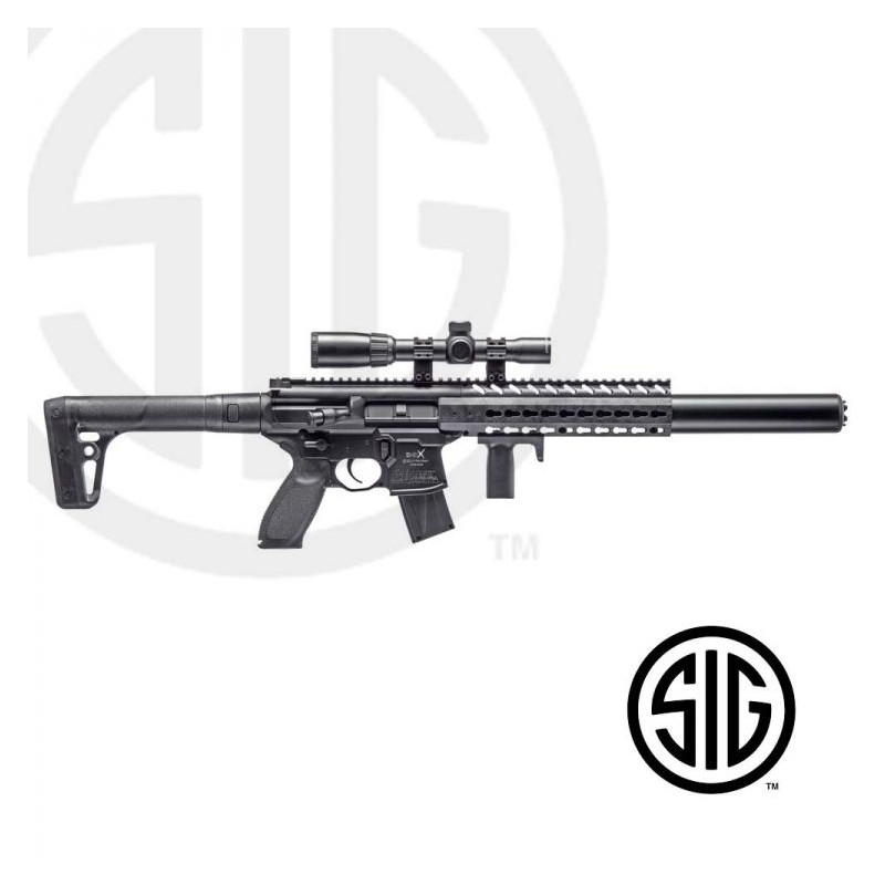 MCX ASP Black Sig Sauer SMG + Cannocchiale 1-4x24 Co2 - 4.5MM Pellet