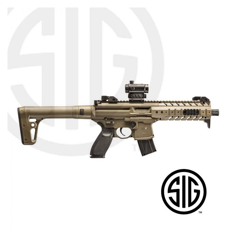 Subfusil Sig Sauer MPX ASP FDE + Red Dot Co2 - 4,5 Balines