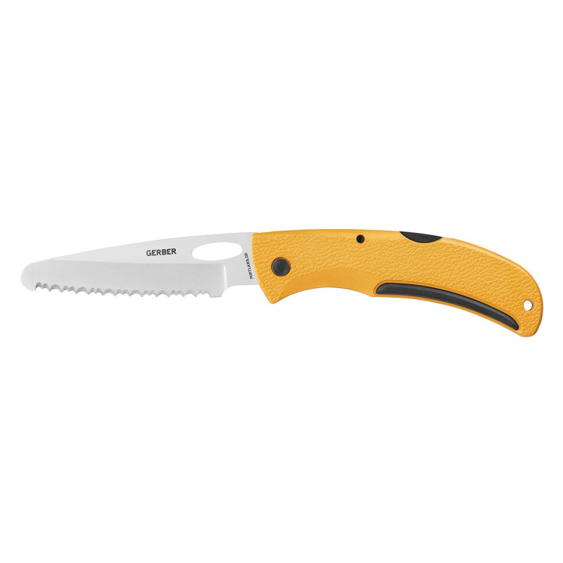 E-Z Out Rescue - Yellow, Full Serration, Blunt Tip Folding Knife