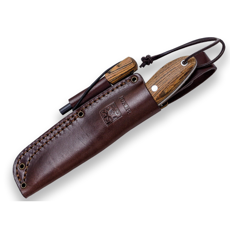 BUSHCRAFT MESSER UND JAGD JOKER KANADISCHEN BS9. SANDVIK 14C28N STAHL, BOCOTE-GRIFF, 10,5 CM LANGE KLINGE. ETUI AUS RINDSLEDER M