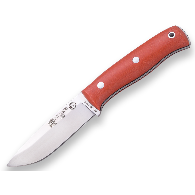 BUSHCRAFT MESSER & SURVIVAL JOKER BS9 LYNX. MOVA 1.4116 STAHL, MICARTA-CANVAS-GRIFF, 10,5 CM LANGE KLINGE. RINDSLEDER-ETUI MIT F