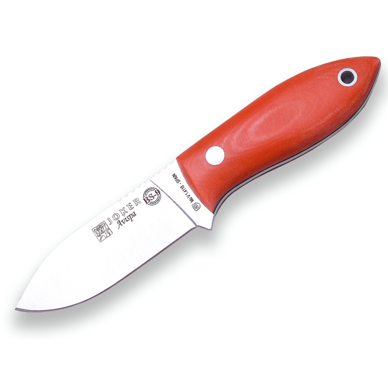 COUTEAU DE BUSHCRAFT JOKER BS 9 COUTEAU À COU, ACIER MOVA 1.4116, MANCHE EN TOILE MICARTA, LAME 8 CM.