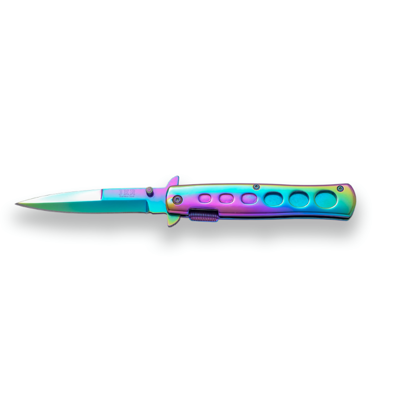 COLTELLO A SPILLO ARCOBALENO JKR. CLIP PER CINTURA.