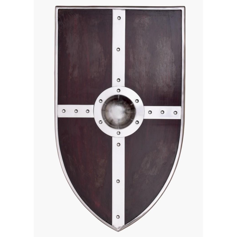1101064200 Escudo medieval de madera con accesorios de acero