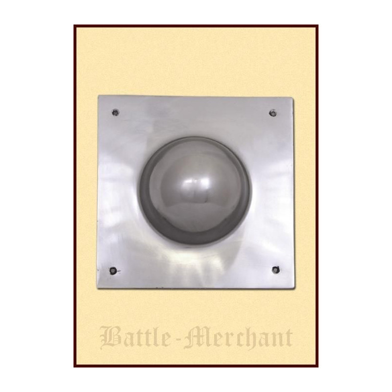 1116675300 Scudo medievale quadrato, umbone, acciaio 1,6 mm
