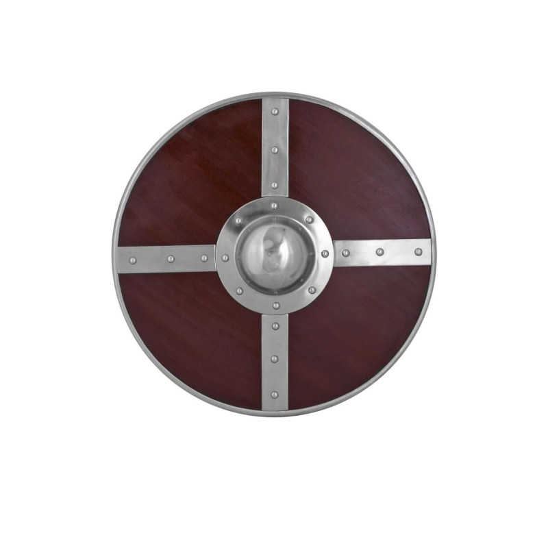 1101060100 Scudo rotondo in legno con hardware in acciaio