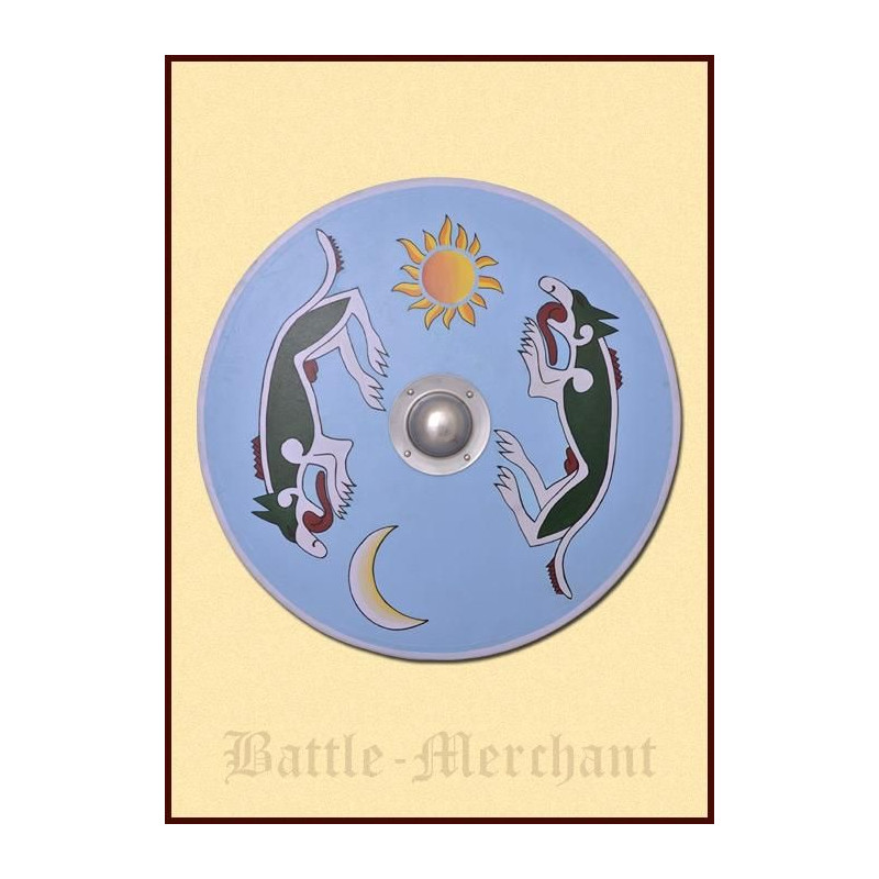 1116399300 Round Viking shield, painted with Mánagarm and Sköll