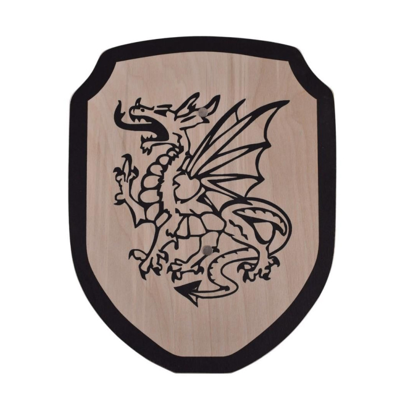 1580370100 Escudo de madera para niños Dragón de fuego