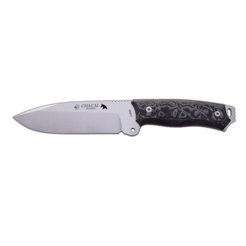 J&V Knife Model CHACAL MAKRO BLACK MICARTA NYLON SHEATH