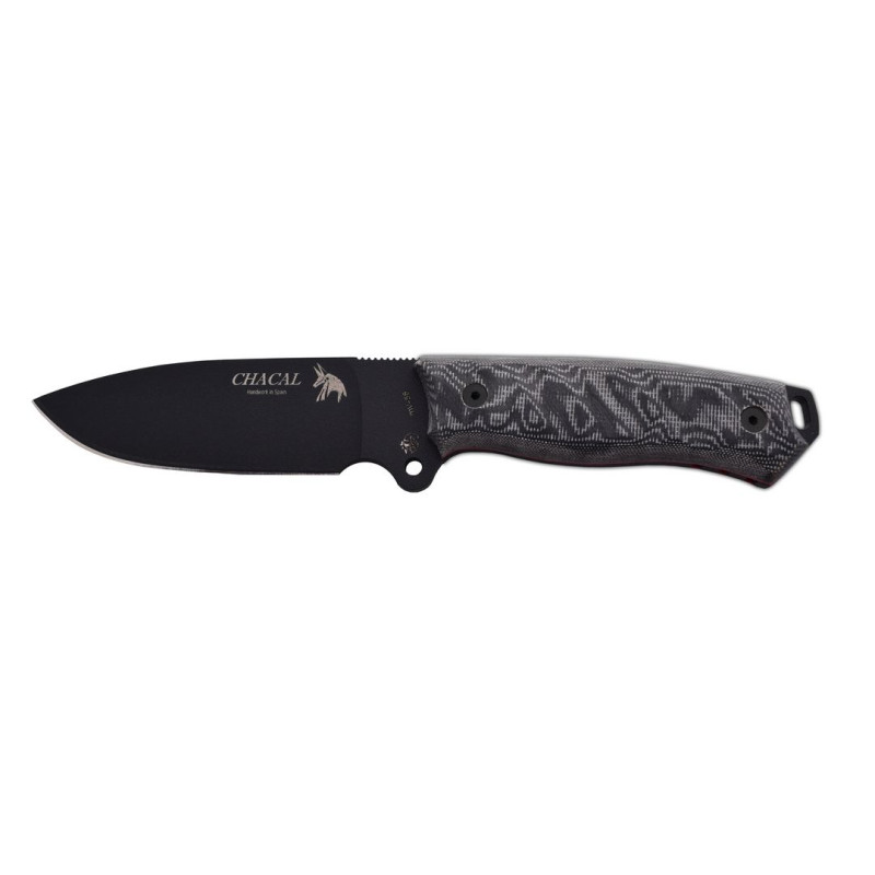 Coltello J&V CHACAL MICARTA LACCATO NERO FODERO CORDURA NERO