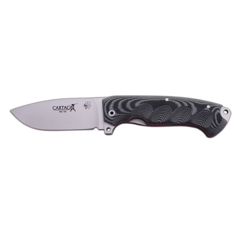 J&V Folding Knife Model CARTAGO BLACK MICARTA NYLON SHEATH