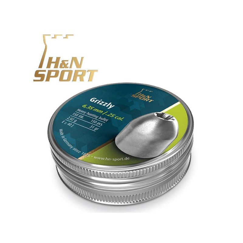 H&N Grizzly pellet 2,02g barattolo 150pz. 6,35 millimetri