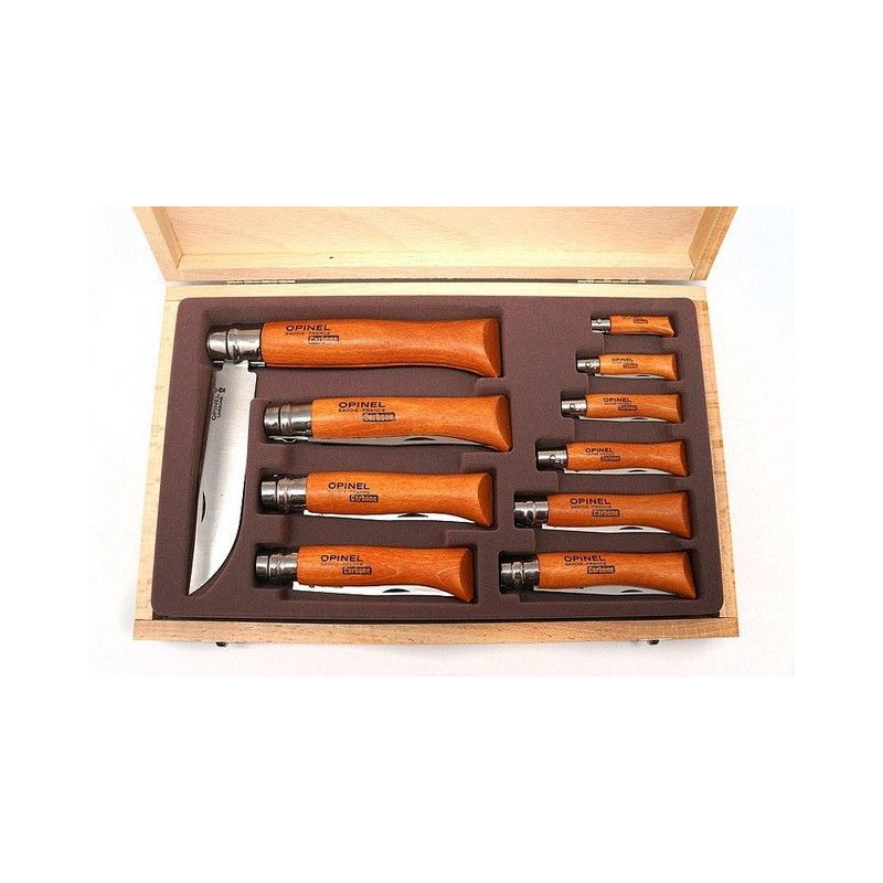Coffret Collector en Bois 10 Couteaux Carbone