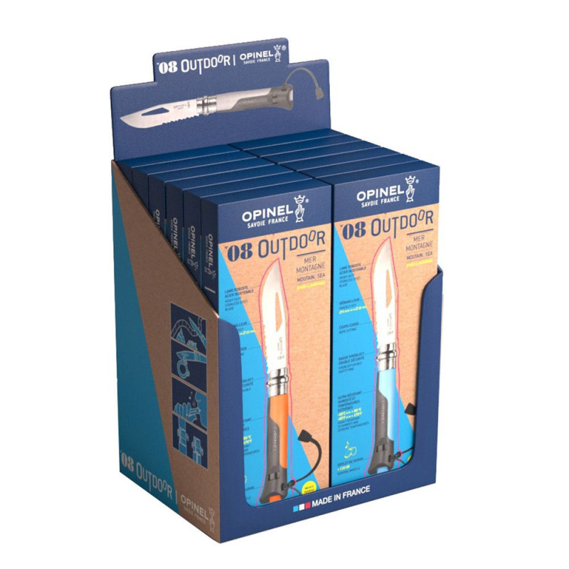 Comptoir de 14 couteaux d’extérieur 7 Bleu + 7 Orange