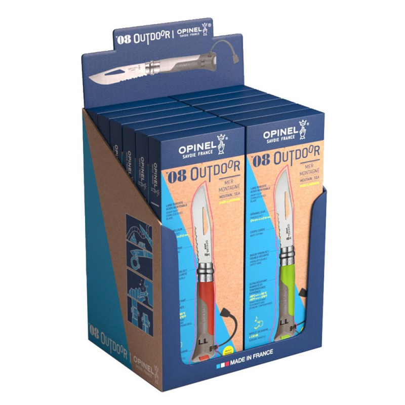 Comptoir de 14 couteaux d’extérieur 7 Rouge + 7 Vert