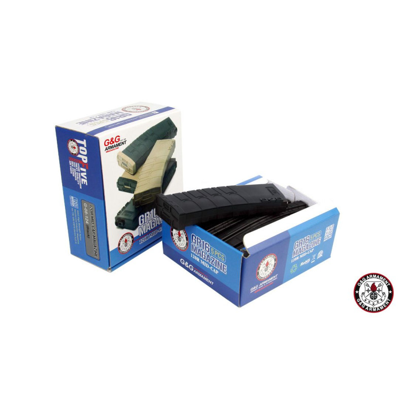 CONFEZIONE DA 5 CARICABATTERIE GR16 120BB G&G NERI (G-08-124)