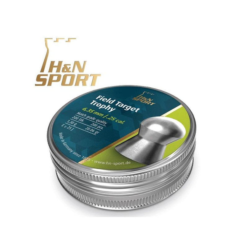 Pastilles H&N Field Target Trophy - Boîte de 1,3 g 200pcs 6,35 millimètre