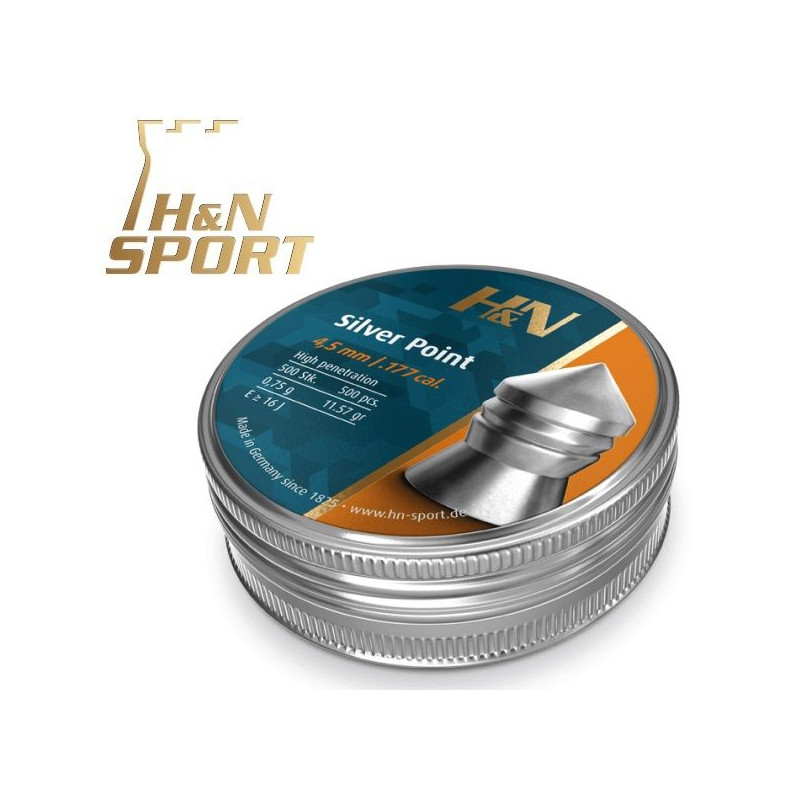 H&N Silver Point pellets - 075g tin 500 units 45mm