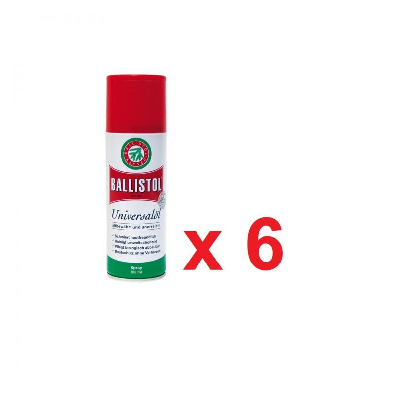 Ballistol Olio Spray 100 ml in una scatola da 6 unità.