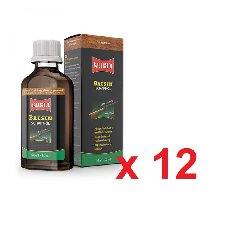 Balsin Olio Protettivo Marrone Scuro 50 ml in scatola da 12 unità.