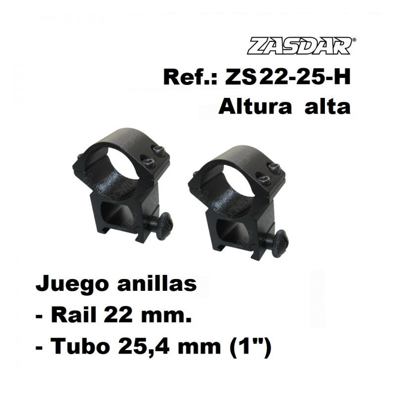 Monturas Zasdar Altura Alta &Oslash25 mm - 21 mm (Weaver o Picatiny)