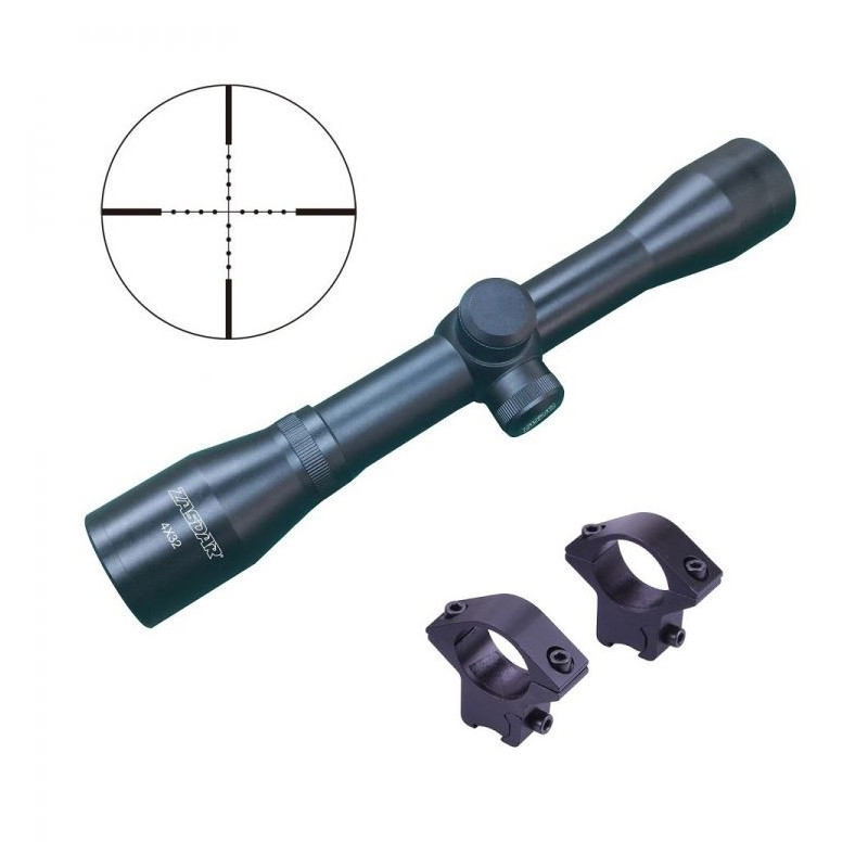 Cannocchiale Zasdar 4x32 mm. Mildot non illuminato con anelli da 11mm.
