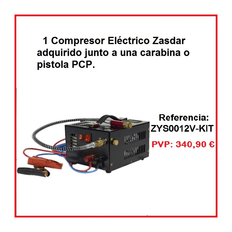KIT -Compresseur électrique 12v220v pour PCP 300 bar. 1000cc. (4500PSI30MPH)