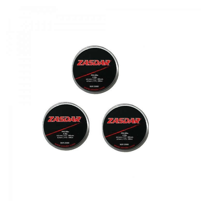 Scatola 64 pz. Pallini in acciaio 4,5 mm. Zasdar Stin 500 u.