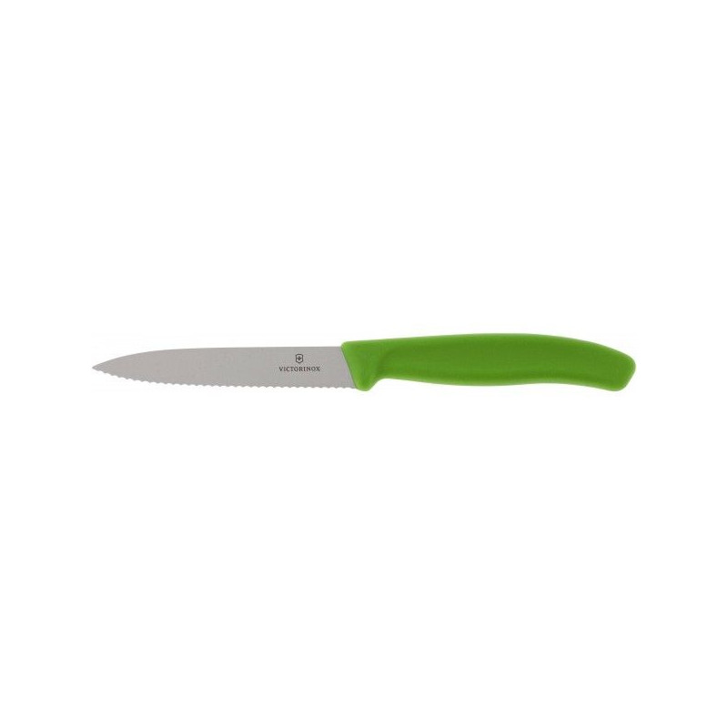 Cuchillo legumbres filo dentado 10 cm. Verde