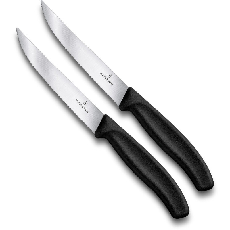 Victorinox Swissclassic Schwarz gezacktes 2-teiliges Steakmesser-Set