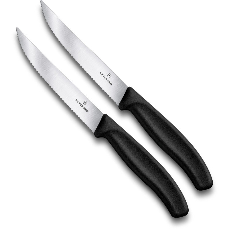 Victorinox Swissclassic juego de cuchillos de carne de 2 piezas dentado negro