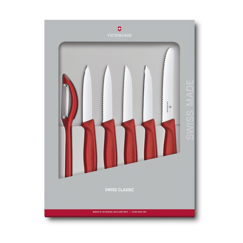 Swiss Classic Paring Knife Set, 6 Pieces Red