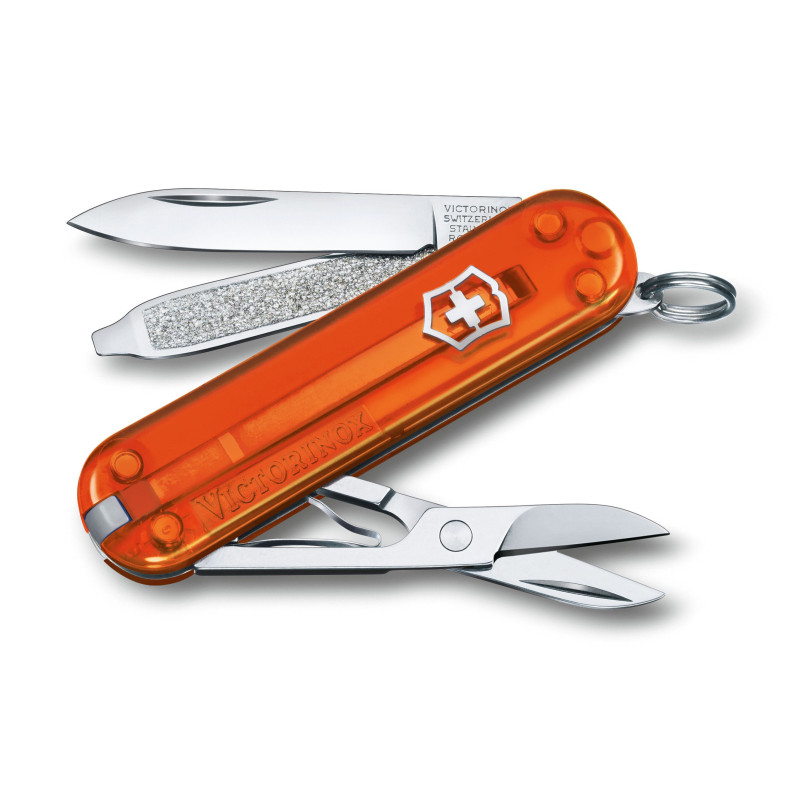Victorinox Classic SD Fire Opal Translucent Pocket Knife 7 usi