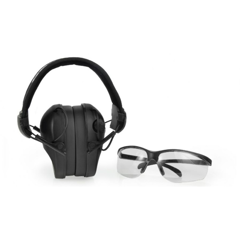 Protector oídos RealHunter Active Pro Black Earmuffs + Glasses