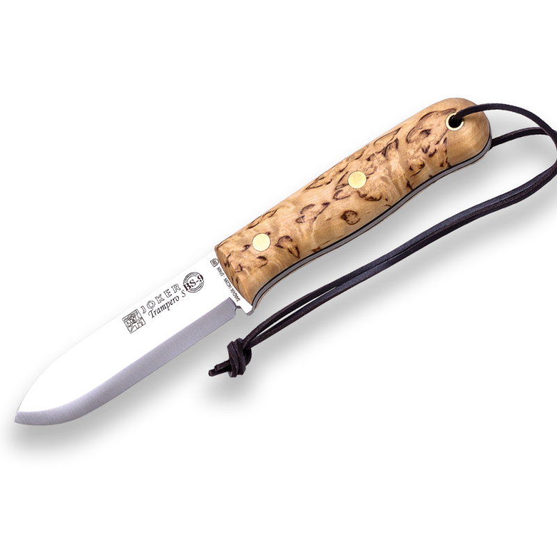 Couteau Bushcraft & Survival Joker Trappeur Scandi en bouleau frisé