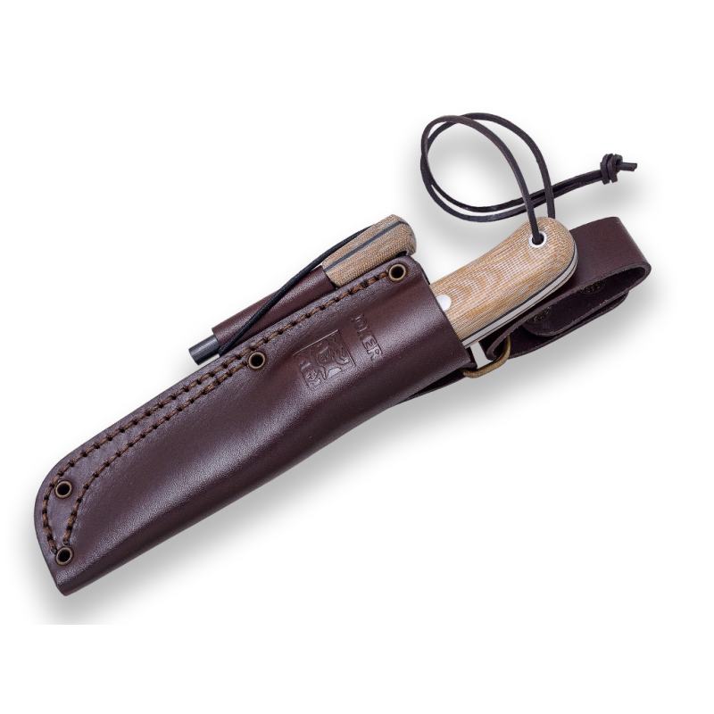 Bushcraft Knife & Sobrevivência Joker Trapper Scandi em Micarta Bege com Ferrocerio