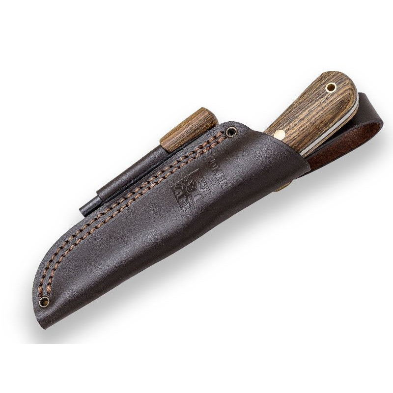 Survival And Bushcraft Knife Joker Montañero, Bocote Wood Handle, Sheath With Firesteel