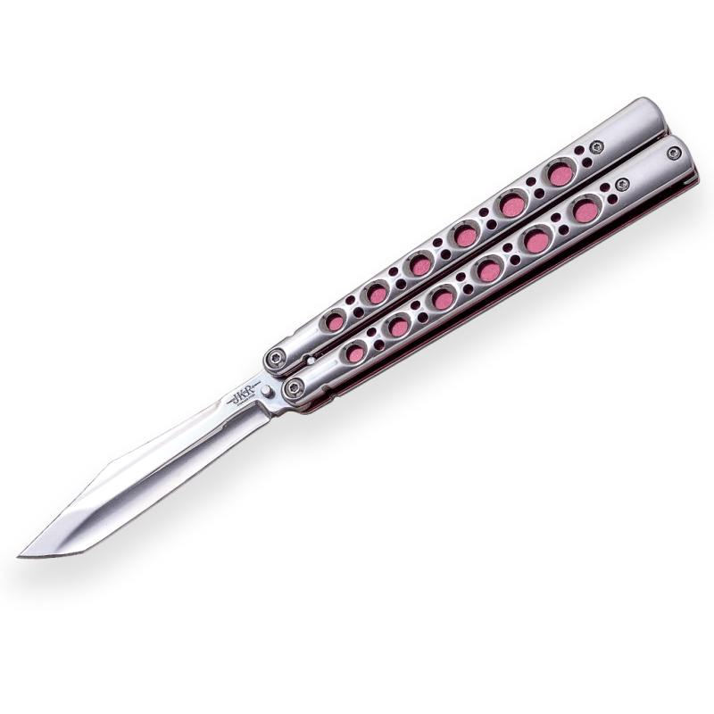 Butterfly Knife Jkr Aluminum Handle And 9 Cm Stainless Steel Blade Length