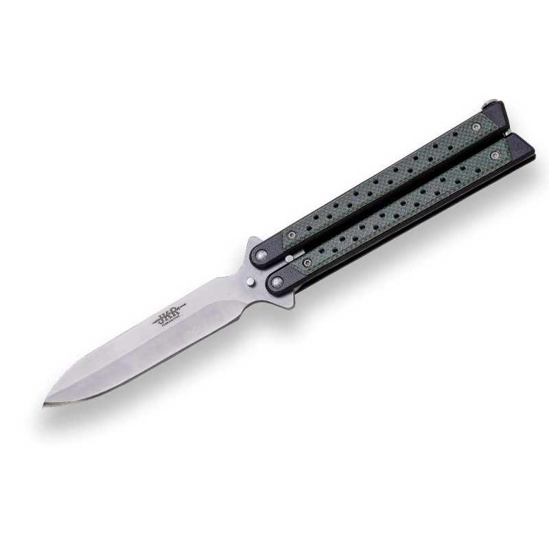 Butterfly Knife Jkr Fiber Handle And 10,5 Cm Stainless Steel Blade LengthOnly One Edge