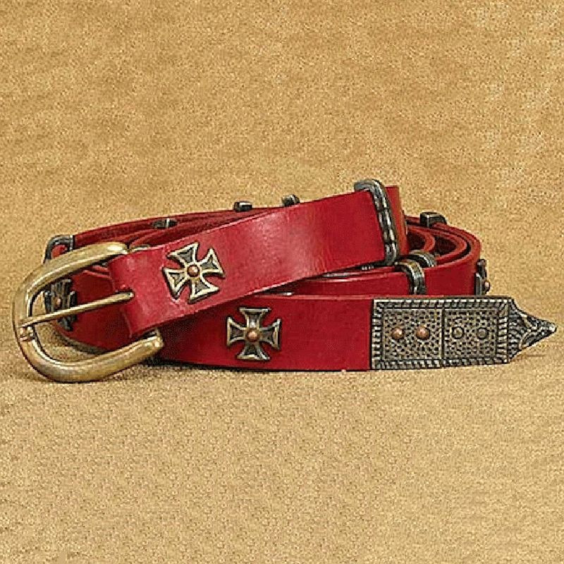 Medieval Belt - Red Leather - Ref 200878