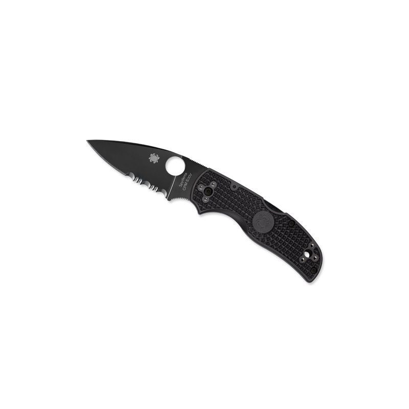Native SPYDERCO Couteau de poche à 5 poignées Frn Black Dentelé